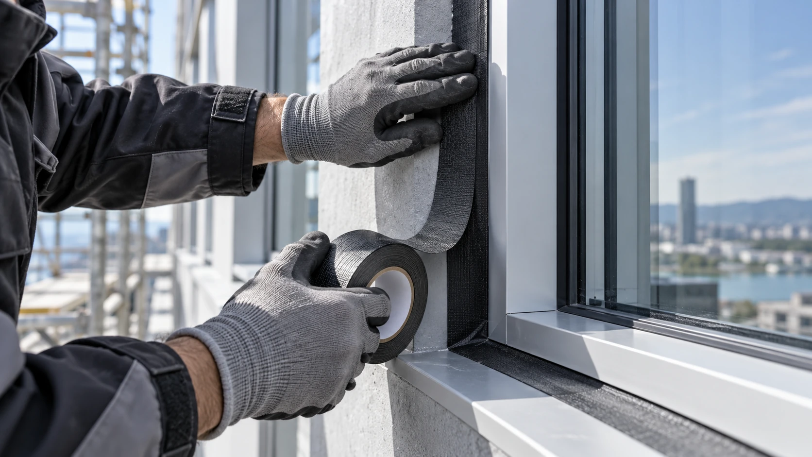 Waterproof sealing tape for building window frames
