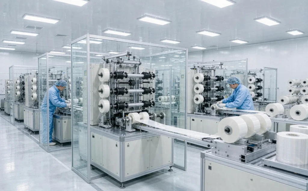 Clean adhesive tape production workshop