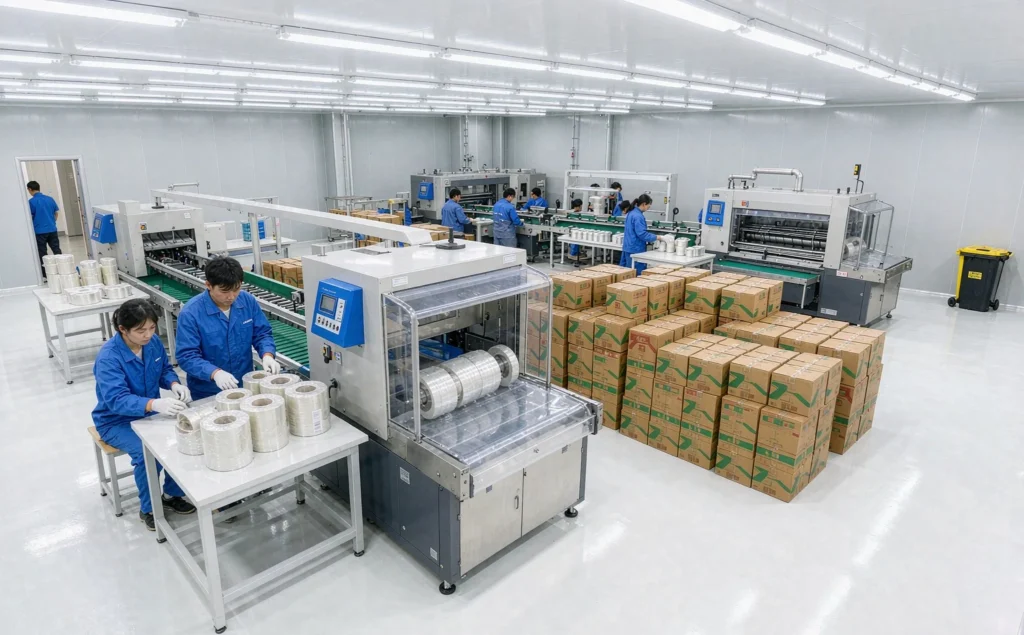 Adhesive tape packing line